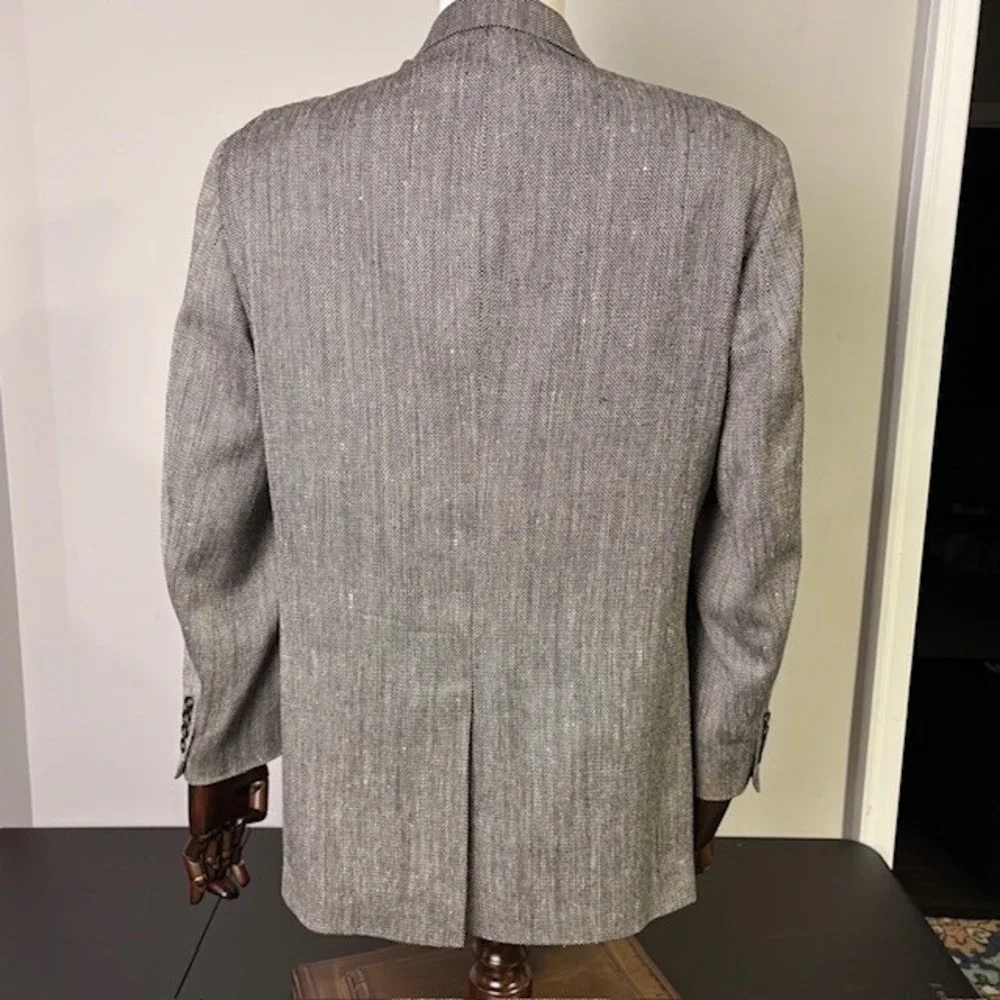 JOS A BANK Mens 100% Silk Tweed Blazer Sport Coat Jacket‎ 42R Gray Textured